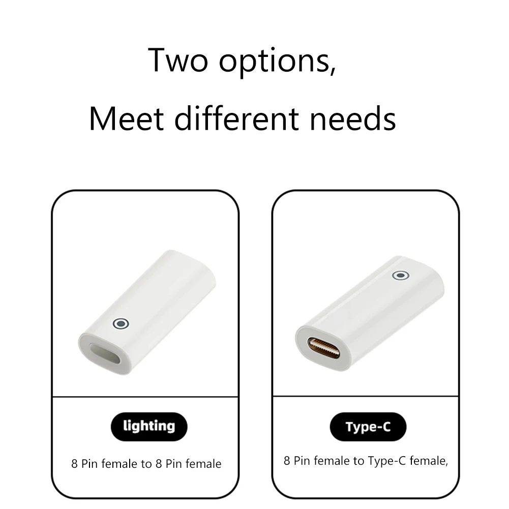 メスからメスのデータケーブル、充電アダプター、交換部品、ミニコネクタ、8ピンからタイプc、Apple Pencil 1/2用8ピン