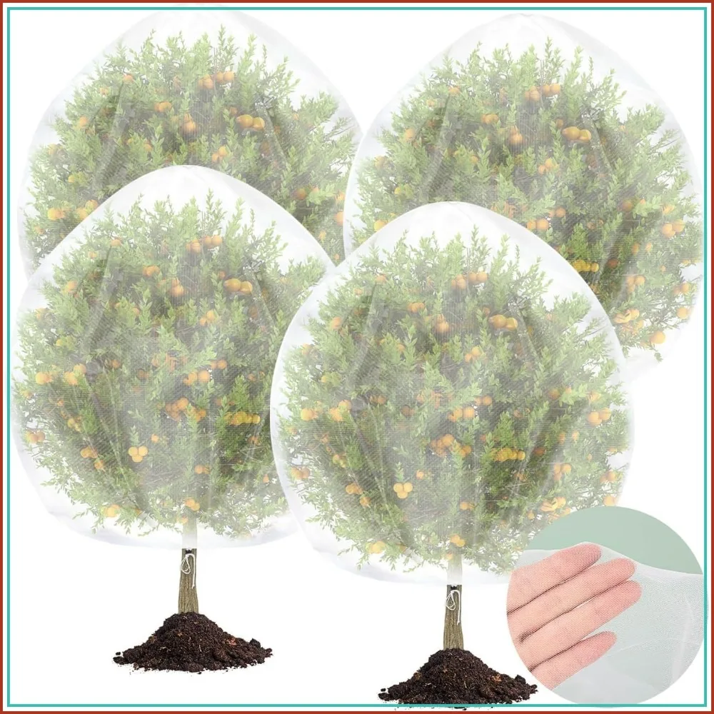 

4PCS Fruit Tree Netting 7.5x5.2ft Ultra-Fine Mesh with Drawstring, Bird & Insect Protection for Garden Plants