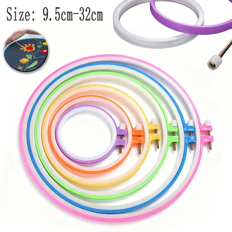 

Multi-Size Embroidery Hoops Set 1-3pcs Plastic Cross Stitch Frames, Adjustable Sewing Hoops for Beginners & DIY Craft Projects ﻿