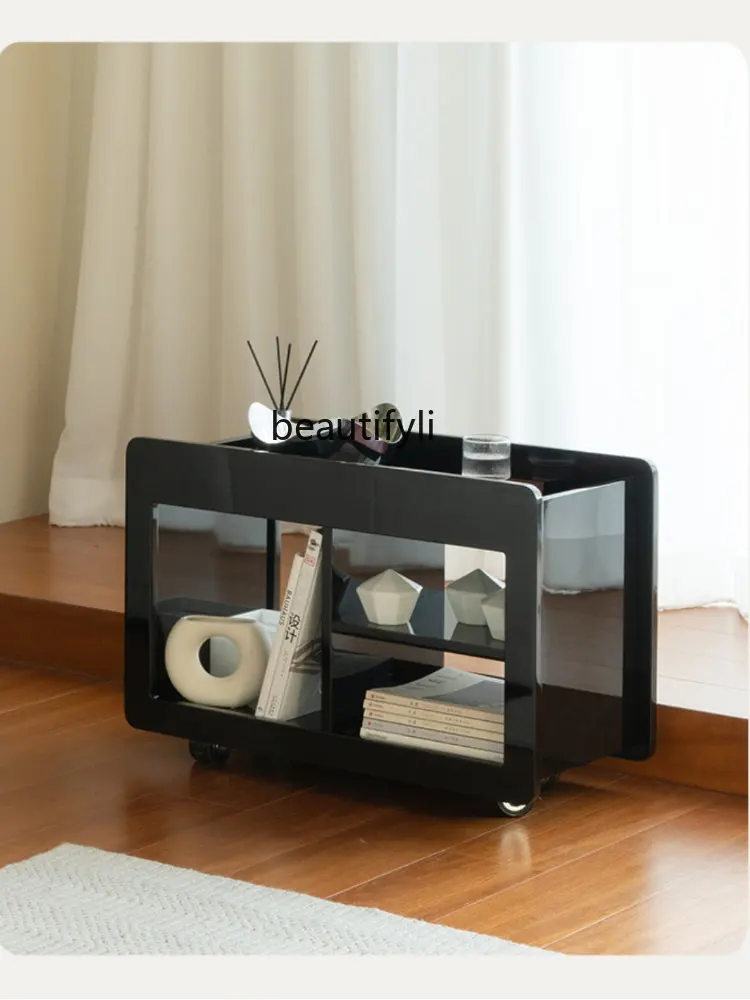 yj Trolley Movable Sofa Side Cabinet Low Side Cabinet Side Cabinet Drinks Light Luxury and Simplicity Trolley