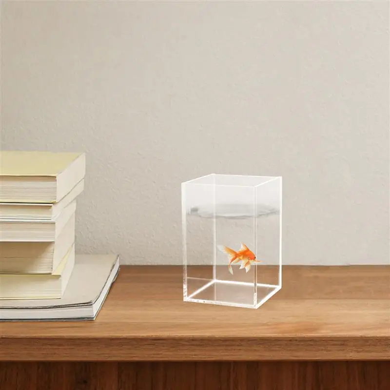 1PC Transparent Aquarium Tank Multi-Function Betta Tank Desktop Goldfish Tank Office Decor Acrylic Desktop Office Tanks Mini