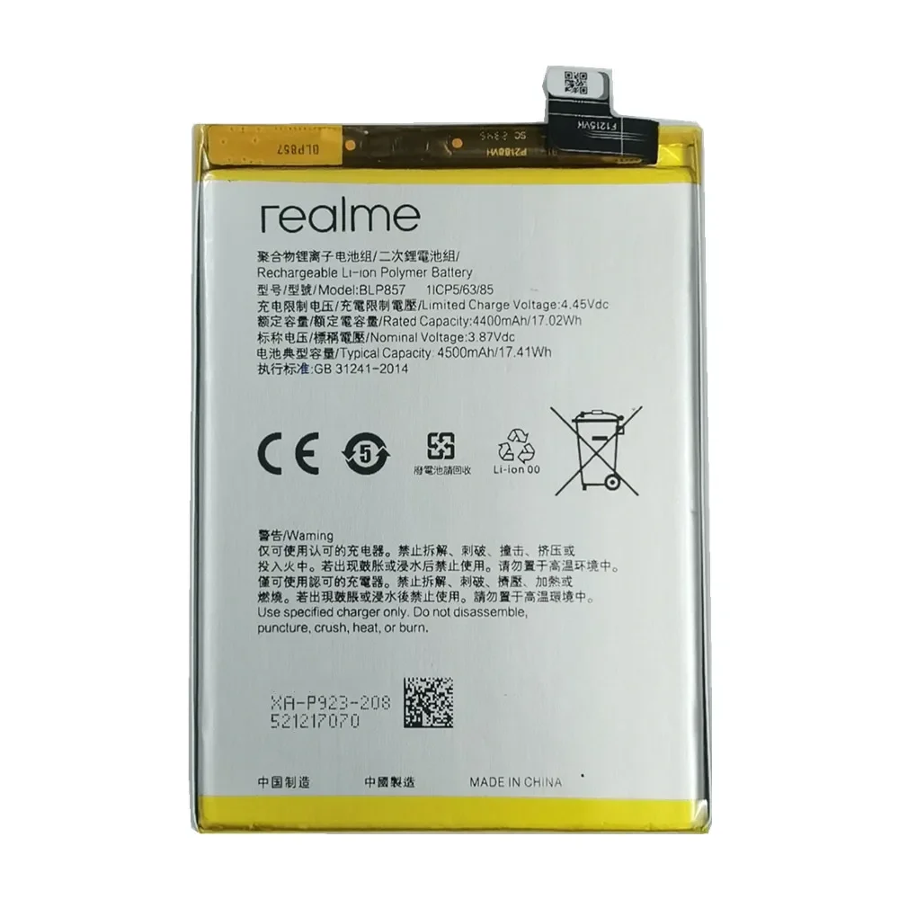 4500mAh Original Battery BLP857 For OPPO Realme Q3 Pro Carnival Edition / Realme GT NEO RMX3031 X7 Max 5G RMX2205 RMX3142 Phone