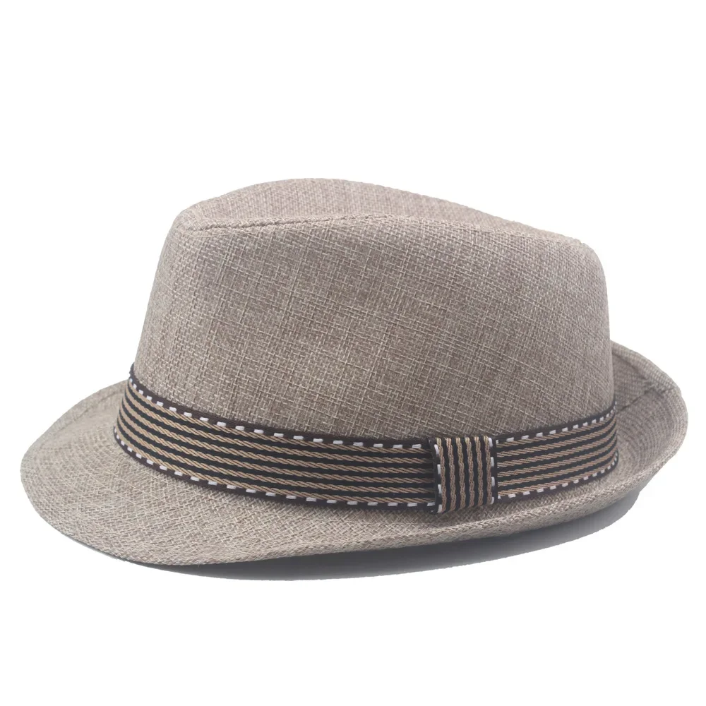 Parent-child Spring&Summer British Style Linen Jazz Hat Men\'s Gentleman Top Hat