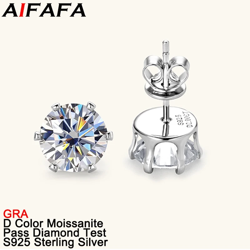 

AIFAFA 6 Carat Moissanite Stud Earrings for Women S925 Sterling Silver Gemstone Ear Jewelry Pass Diamond Test with Certificate