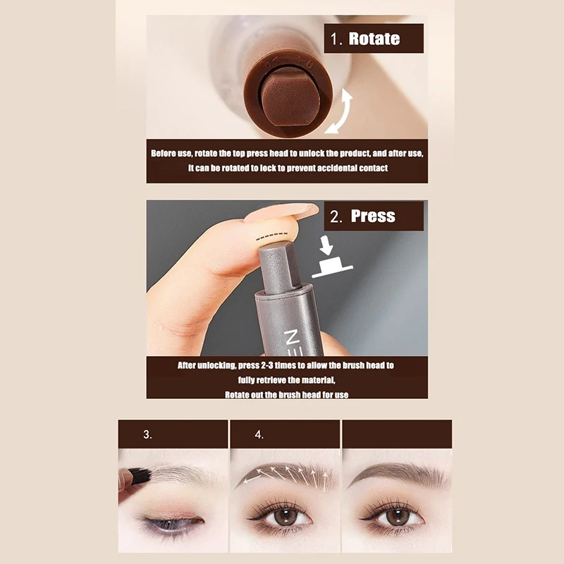 Square Brush Wild Eyebrow Painting Paste Honey Tea Brown Pressing 3D Dye Dip Eyebrow Enhancers Cream Hairline Modification 2024