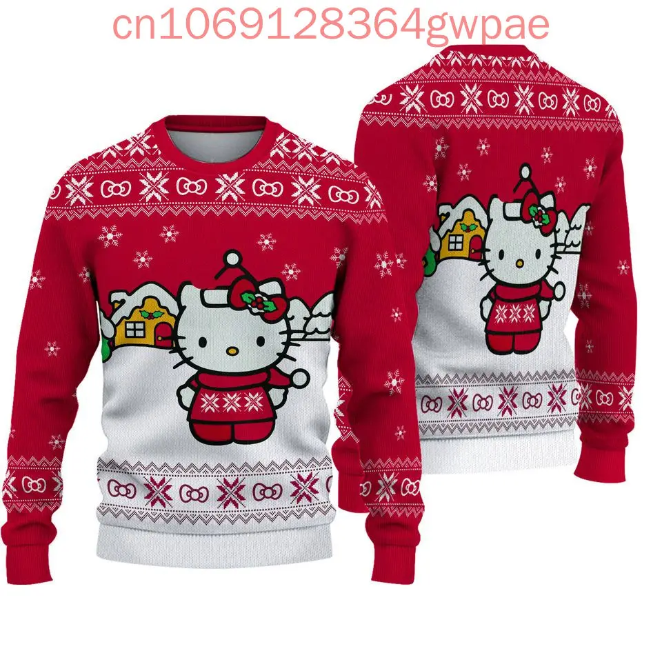 Hello Kitty Ugly Sweater Men's Womens 3d Sweater Tops Sanrio Cartoon Ugly Christmas Sweater Anime Xmas Gifts Christmas Sweater