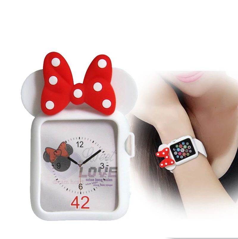 Disney Minnie Mouse Cartoon Silicone Case for Apple Watch Series 5 4 3 2 1 44mm 42mm 40mm 38mm Protector Cover Watchcase Frame