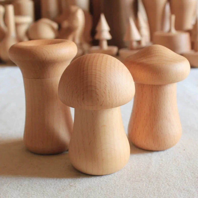 Such as a solid wooden toothpick box personalized solid wood mushroom simple toothpick jar creative household items toothpick