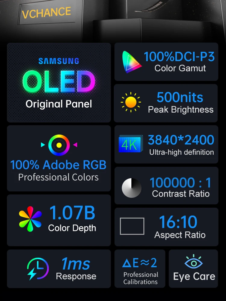 Imagem -04 - Monitor Portátil de Jogos Oled 14 4k 16:10 3840x2400p 500nits Compatível com Hdmi Compatível com Ps5 Switch Laptop Macos