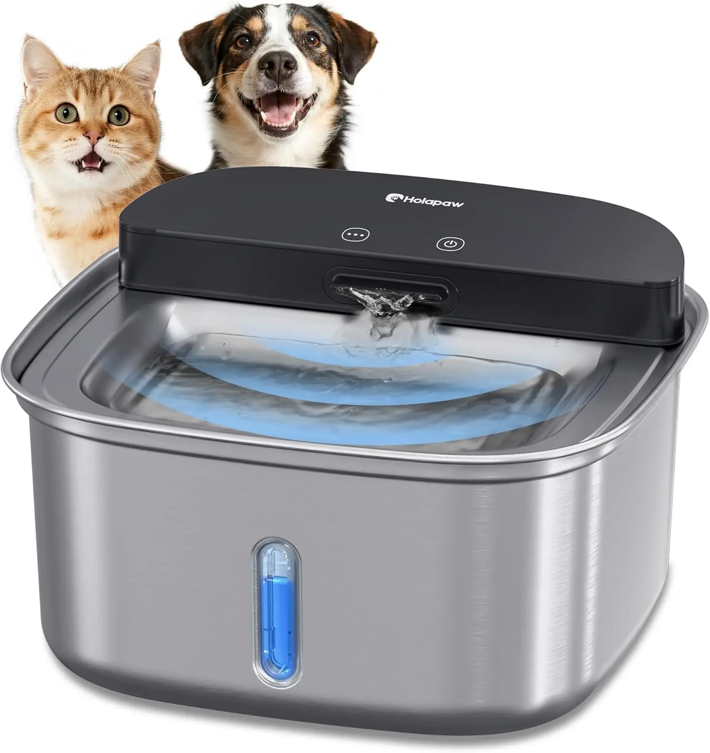 

Wireless Cat Water Fountain 128oz, Stainless Steel, Battery Operated with Motion Sensor, Ultra Quiet Pump