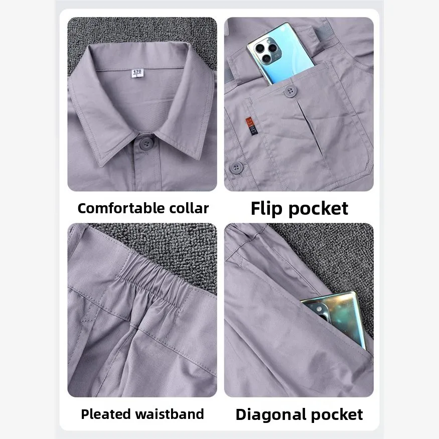 Set da Lavoro Leggero e Traspirante in Puro Cotone per Saldatura, Anti-Scottatura, Confortevole, Assorbente del Sudore, in Cotone Pettinato