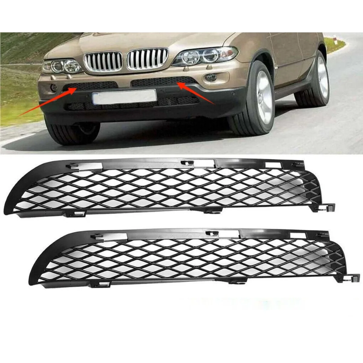 

For BMW X5 E53 2004-2006 Car Front Bumper Grill Racing Grille Body Kit Front Bumper Grill Exterior Part