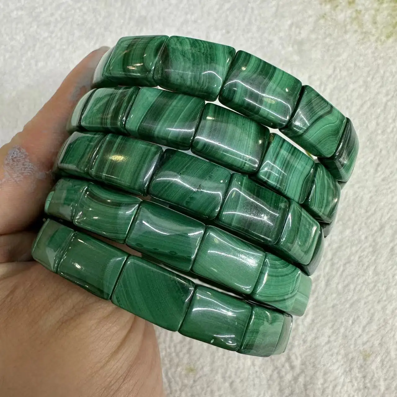 New Genuine Natural Green Malachite Chrysocolla Bracelet 12x9mm Women Men Healing Stone Stretch Rectangle Beads Crystal AAAAA