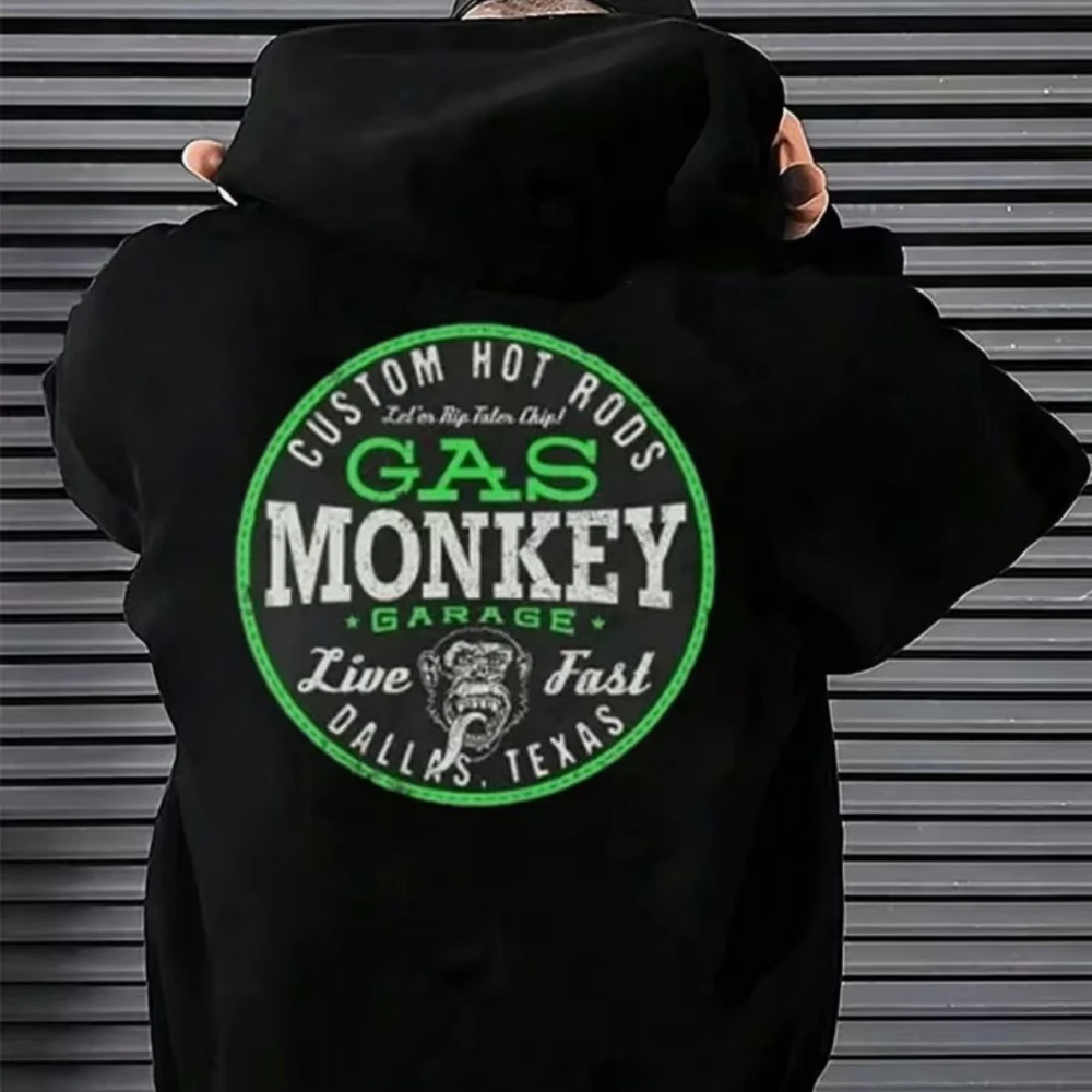 

CLOOCL MONKEY Vintage Distressed Font Printed Hoodie Autumn/Winter Fashion Mens Clothing
