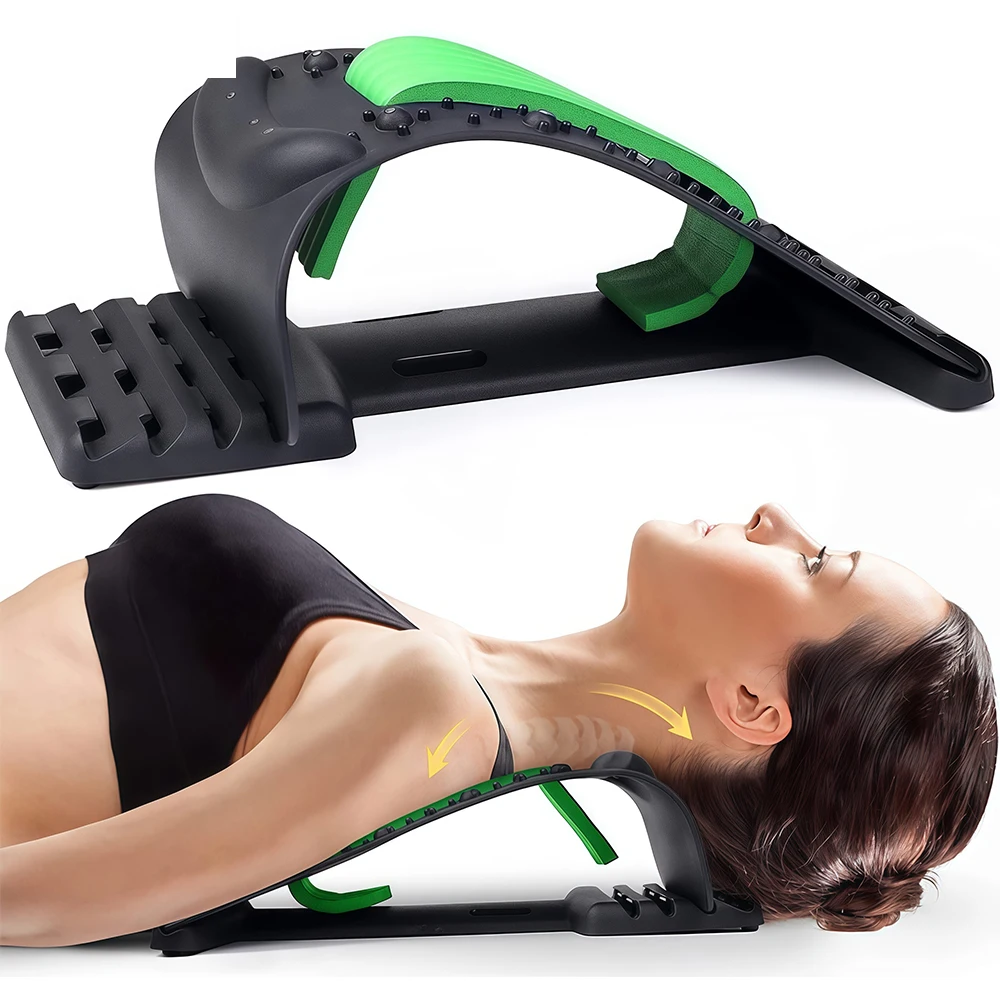 

New 4 Level Neck Stretcher Massage Apparatus Magnetotherapy Back Stretch Massager Tool Lumbar Cervical Spine Support Pain Relief
