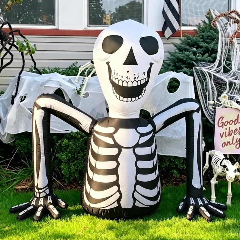 Halloween Inflatable Black White Skull Air Model Party Atmosphere Decoration Prop Haunted House Yard Display Outdoor Horror