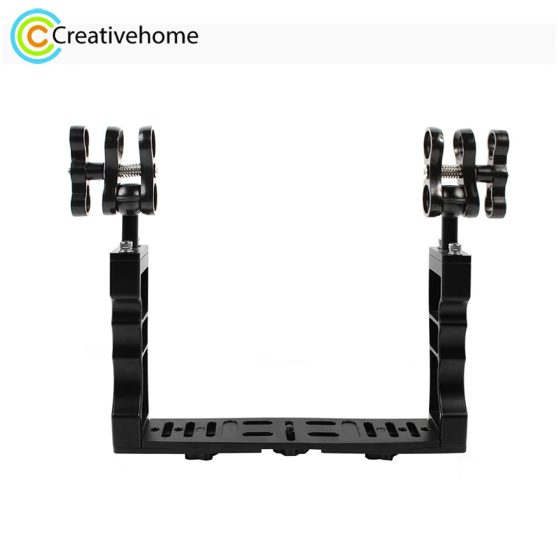 PULUZ Dual Handle Aluminium Tray Camera Diving Stabilizer Underwater Photography Accessories with Dual Ball Aluminum Alloy Clamp