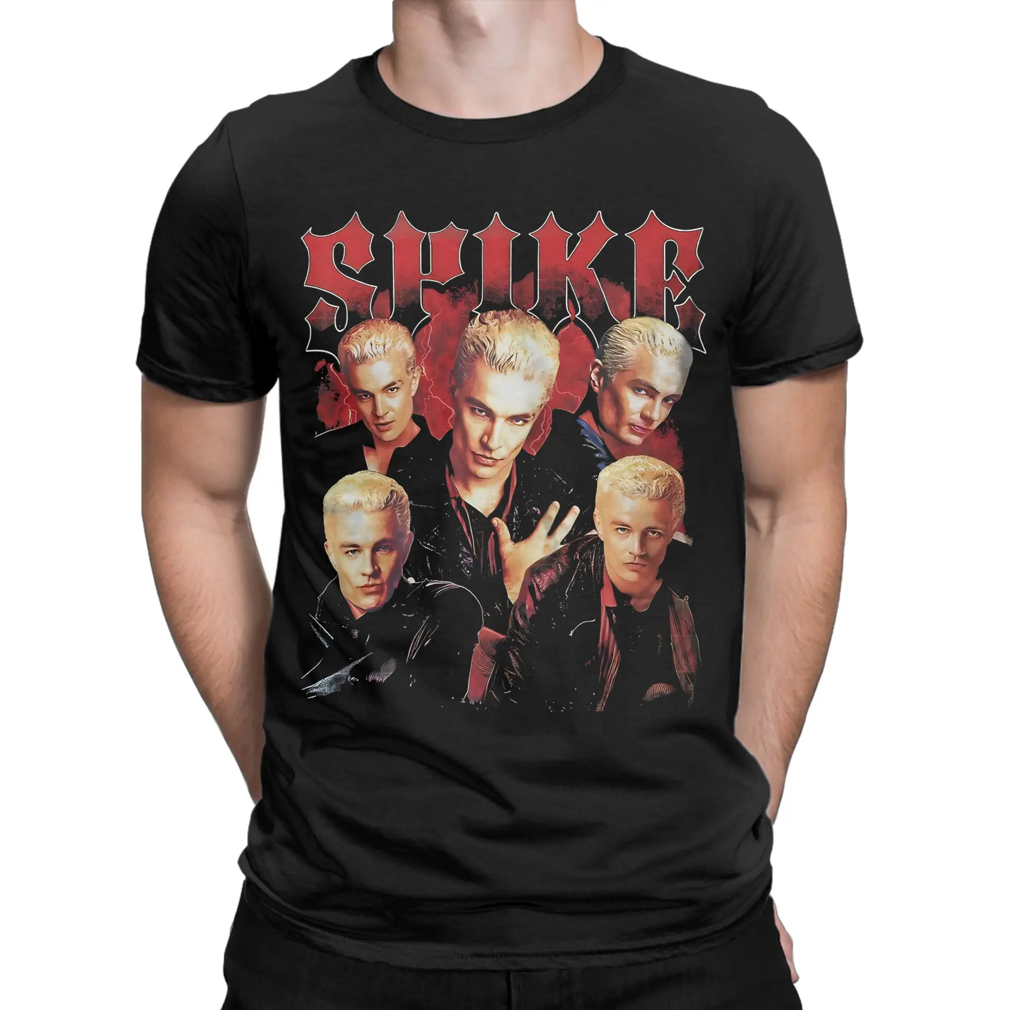Vintage Buffy the Vampire Slayer Spike T Shirts Men Women's Pure Cotton Funny T-Shirt O Neck  Tee Shirt Short Sleeve Clothes