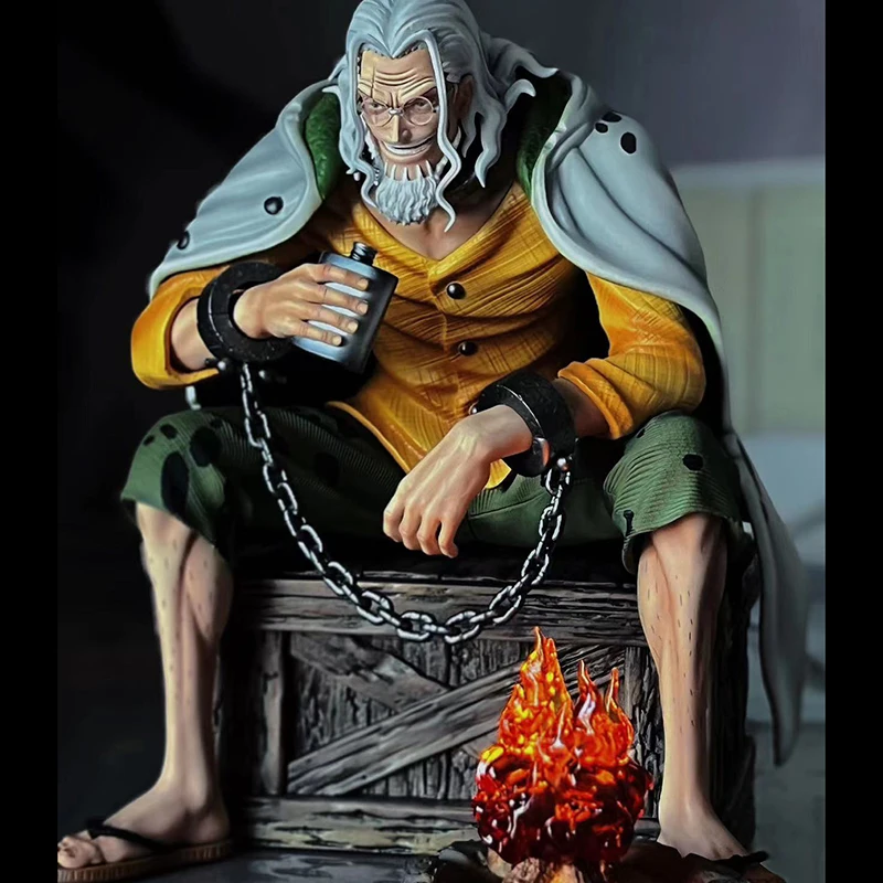 One Piece Anime Figure Gk Silvers Rayleigh Sitting Position Luminescent Bonfires Action Statue Collectible Decoration Model Toys