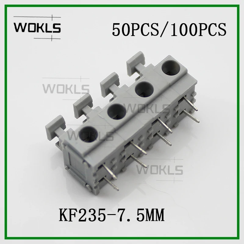 50PCS/100PCS KF235-7.5MM PCB SPRING TERMINAL BLOCKS  KF235 DG235 7.5  SCREWLESS CONNECTOR PHOENIX CONTACT EDGSON KEFA