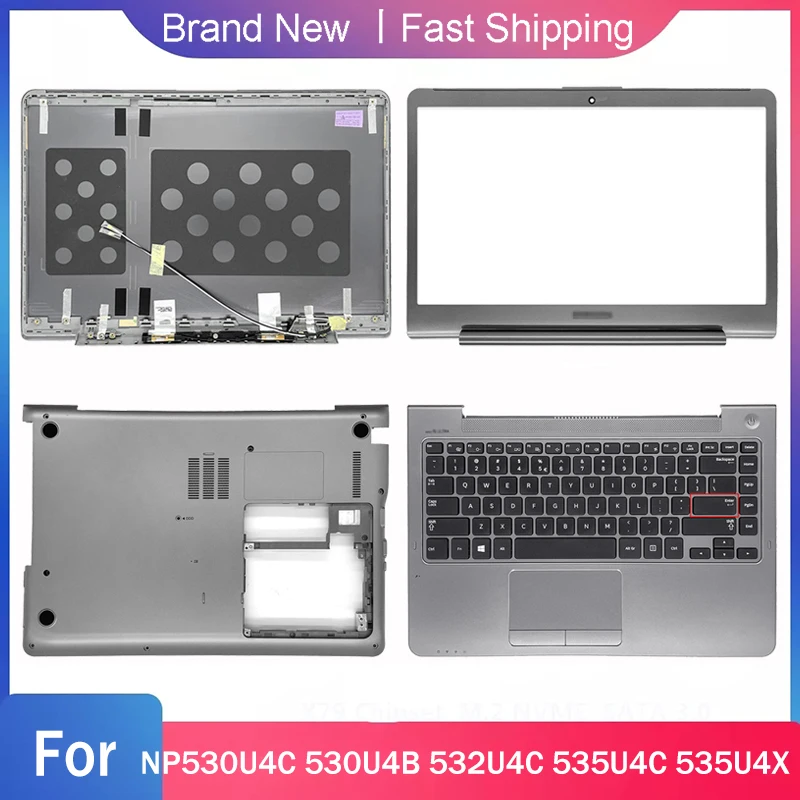 New Bottom Case For Samsung NP530U4C 530U4CL 530U4B 532U4C 535U4C 535U4X Laptop Back Cover Front Bezel Palmrest With Keyboard