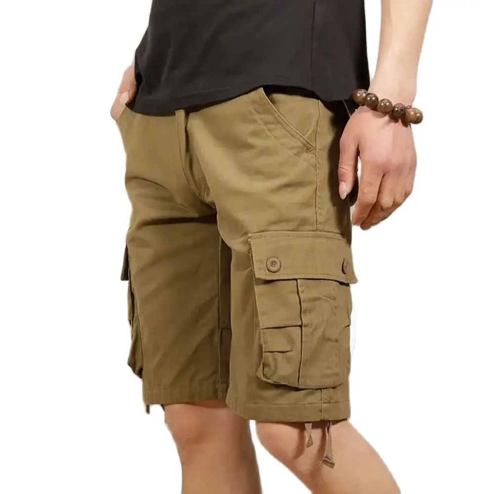 

New FashionSummer Cargo Shorts Men Casual Loose Baggy Pocket Boardshorts Streetwear Cotton Clothes