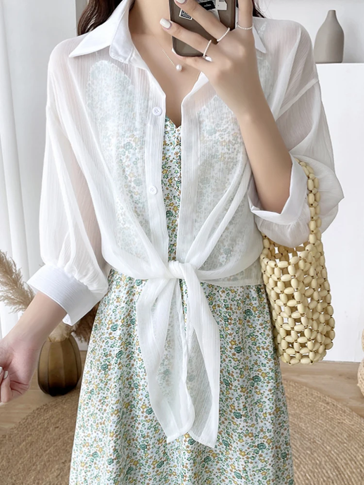 Sonnenschutz Chiffon irt Damen Sommer Dünne Batwing Sve Offene Strickjacke ort Sle Small awl Oberbekleidung Klimaanlage...