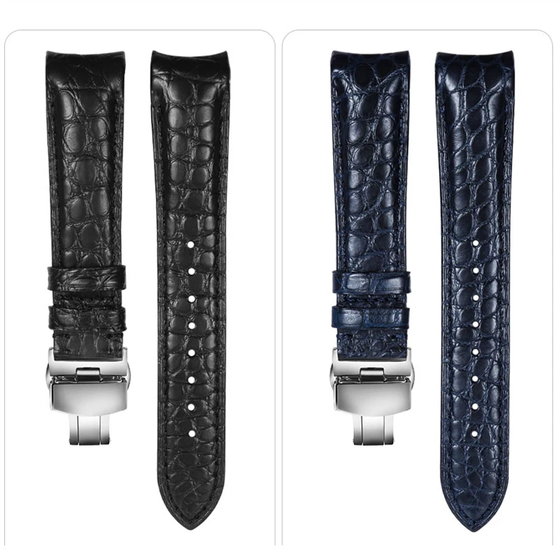 عالية الجودة منحني جلد التمساح حزام الساعات 20 مللي متر 22 مللي متر الرجال جلد البقر حزام ساعة اليد ل رولكس تيودور أوميغا المواطن ساعة اكسسوارات