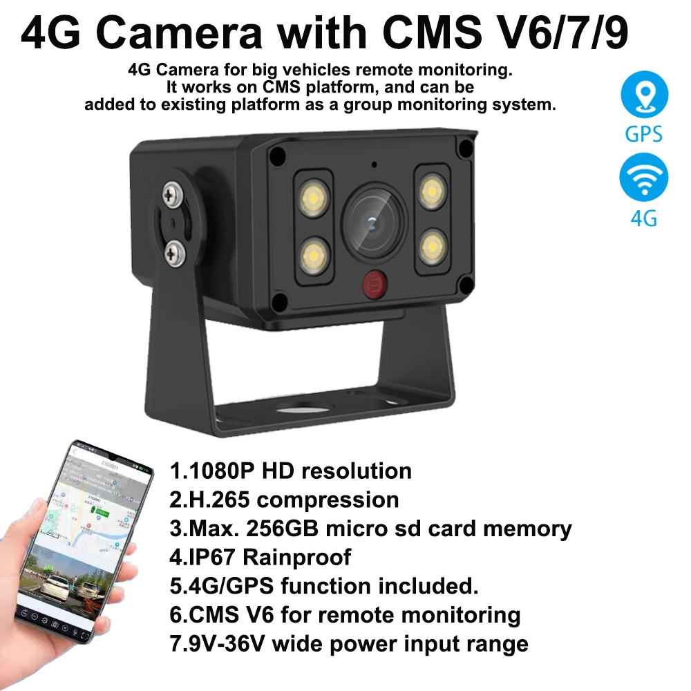 

4G GPS 2MP IP67 Waterproof Fleet Car Farm wild Outdoor Mini CCTV Mifi 4G SIM Card AP 4G Lte IP Camera