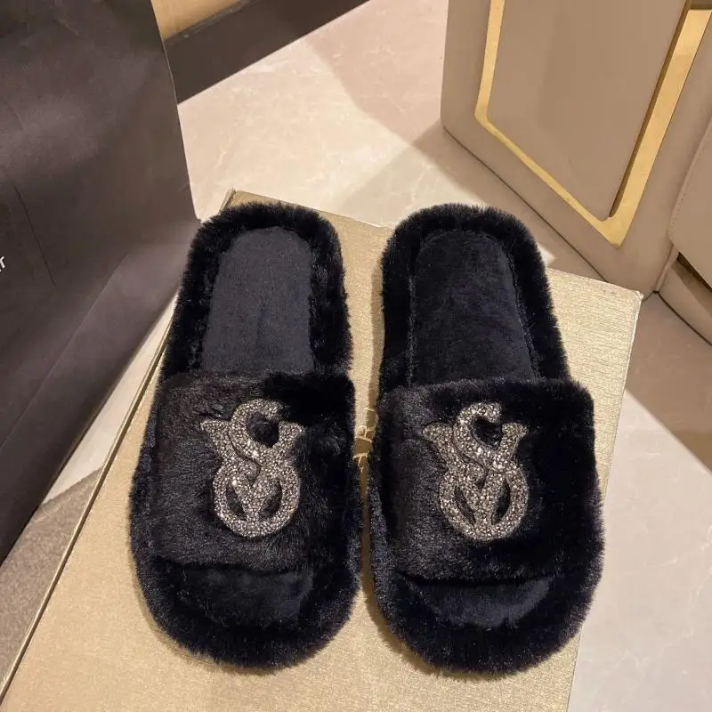 Casual Fluffy Slippers Women House Flats Fashion Popular Designer Shoes Girls Home Winter Trend Elegant Footwear Ladies Indoor