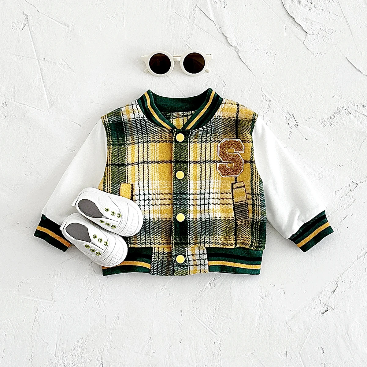 2024 Fall Fashion Baby Boy Baseball Jacket Plaid Thick Top Toddler Kids Thicken Children Coat Girls Sport Outwear Clothes 0-3Y