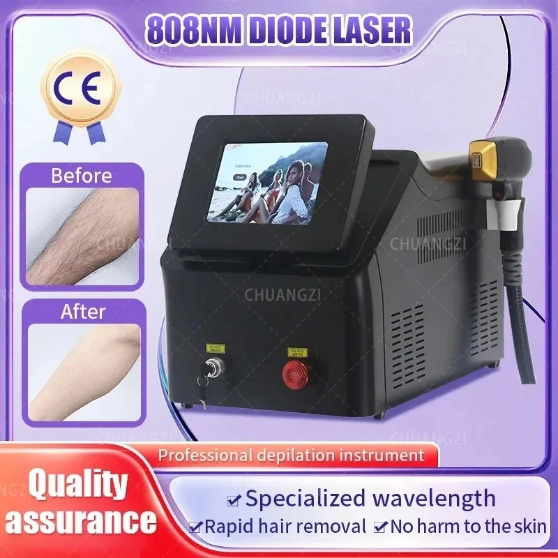 Depiladora Laser Painless Permanen 3 Wavelength Diode Laser Hair Removal Machine 808NM Ice Platinum Cooling System Beautiful