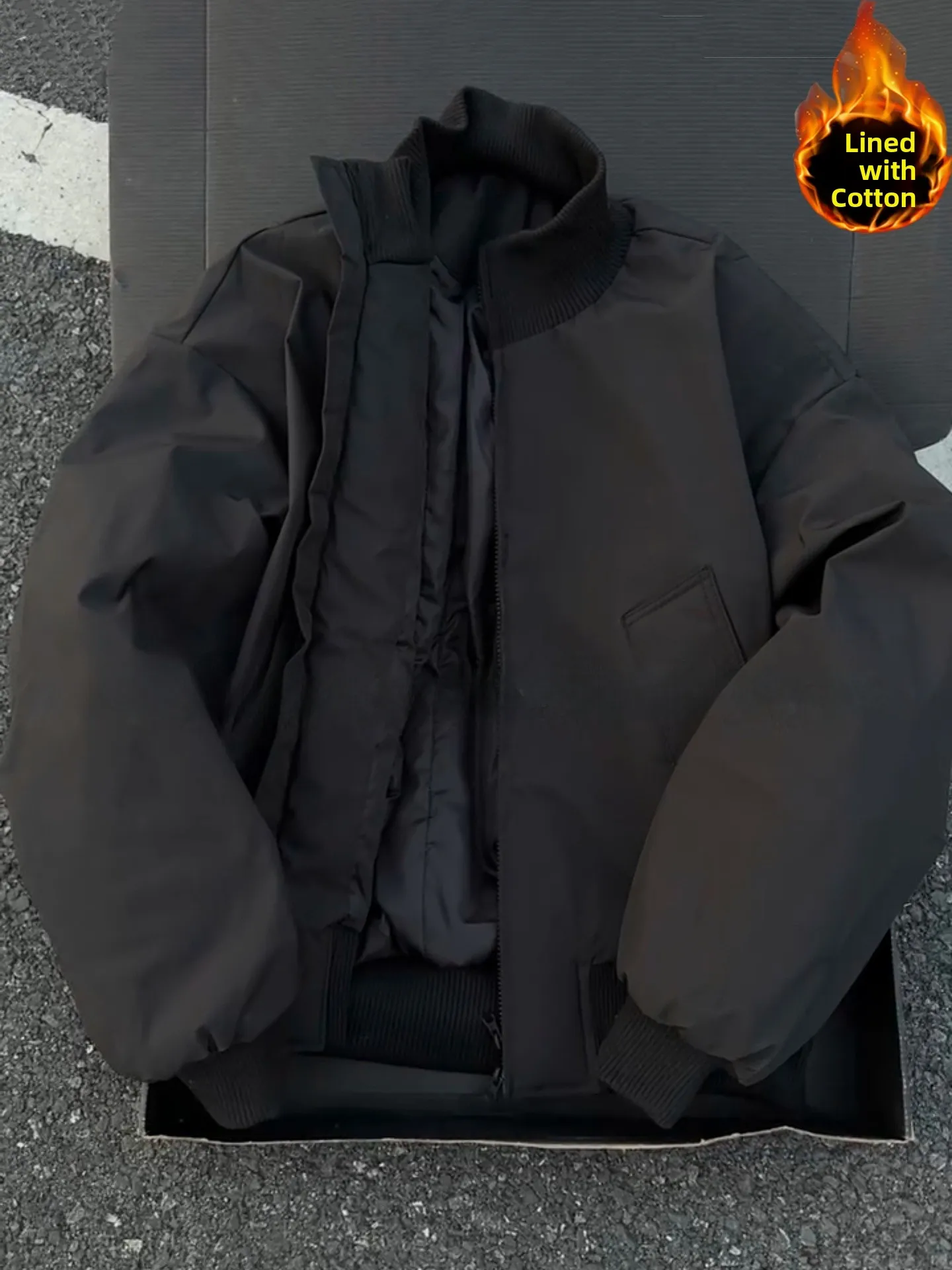 

Bla Stand Collar Flight Jaet Cotton Bomber ort Baseball Sle Warmth Men's Autumn Winter Coat Youth Casual Long Sve