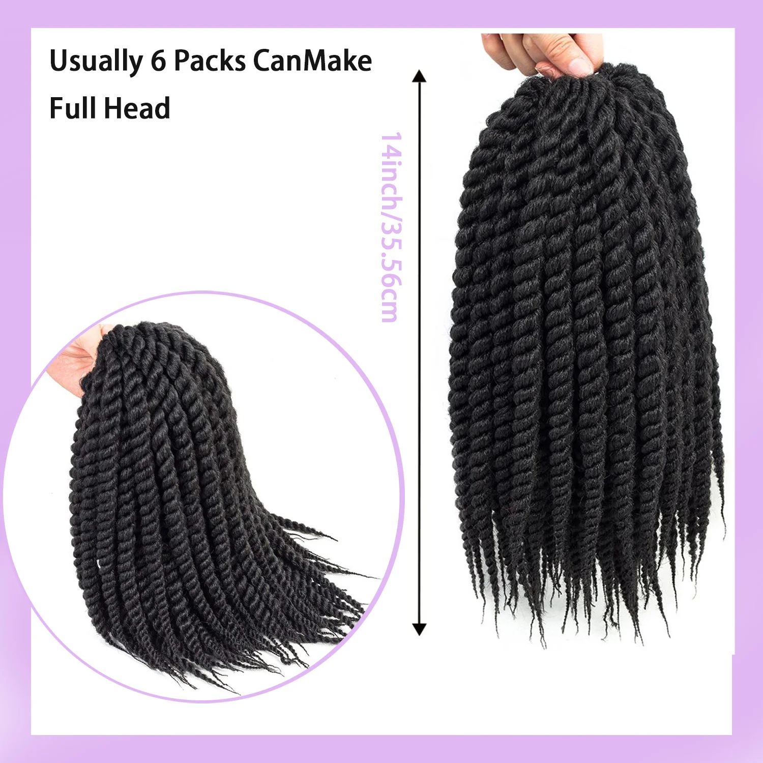 هافانا تويست الكروشيه الشعر 14 بوصة 1 حزمة السنغالية تويست الكروشيه الضفائر الشعر جدائل شعر صناعية ملحقات للنساء