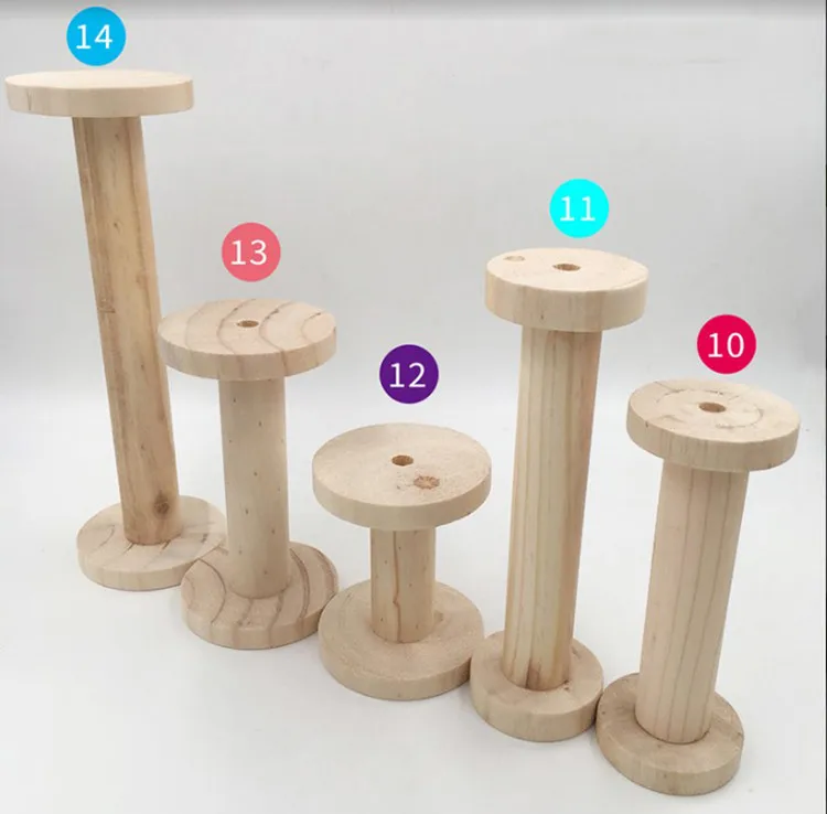 primary color  Wooden Bobbins Spools Reels Organizer For Sewing Ribbons Twine Wood Crafts Tools Thread Wire 14 specifications