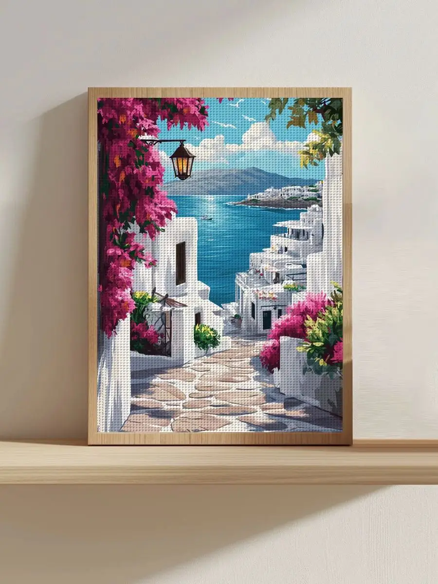 1 Stück 30X40CM/11,8*15,74 Zoll Die Stadt am Meer Gestempeltes Kreuzstich-Set DIY-Set 11CT/14CT DIY-Stickset DIY-Kreuzstich S – Detail 1