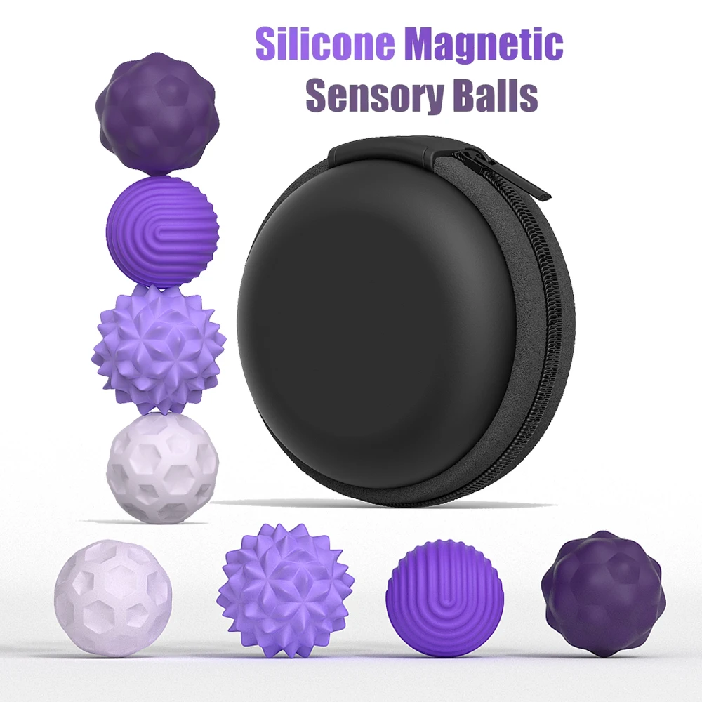 Silicone Magnetic Sensory Balls Fidget Toy Worry Ball Autism Calming Fidgeting Toy Sensory Massage Ball Spiky Roller Deep Tissue