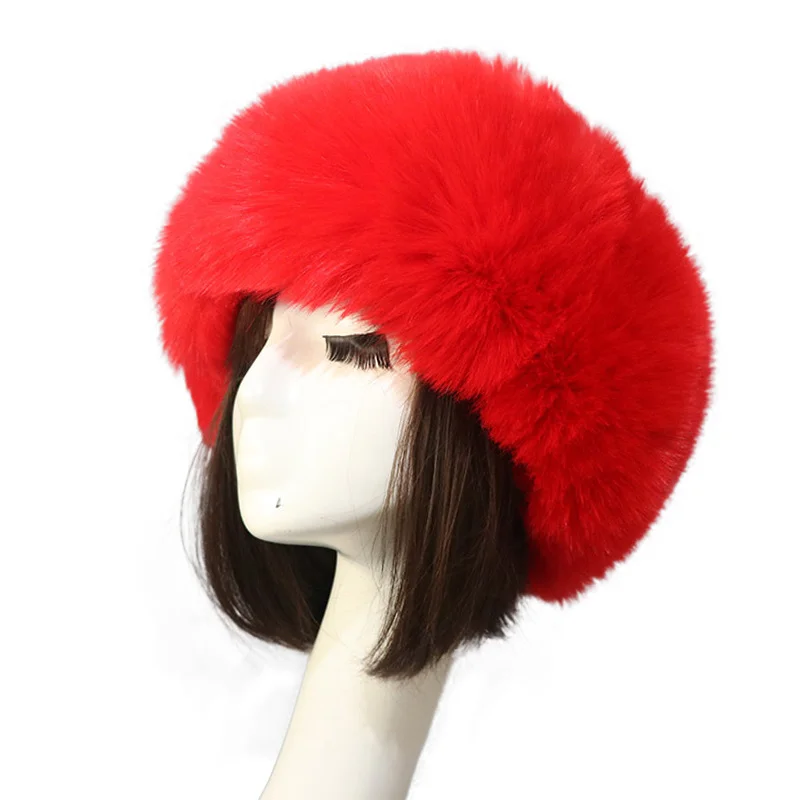 2024 Women\'s Winter Artificial Fur Russian Ushanka Hat Thick Warm Blaclava Caps Earflap Faux Fox Beanies For Ladies Outdoor Hats