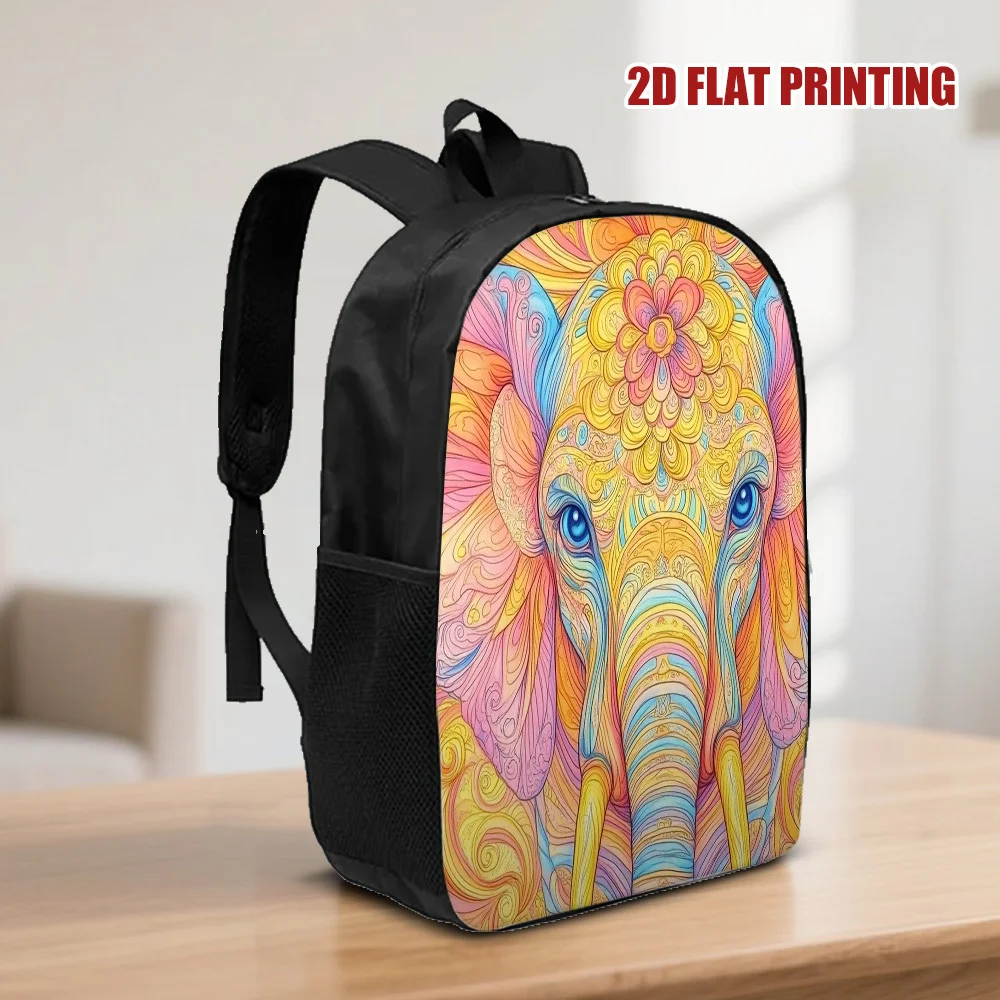 

A colorful elephant-themed backpack with adjustable shoulder straps for comfort and durability with plenty of storage space