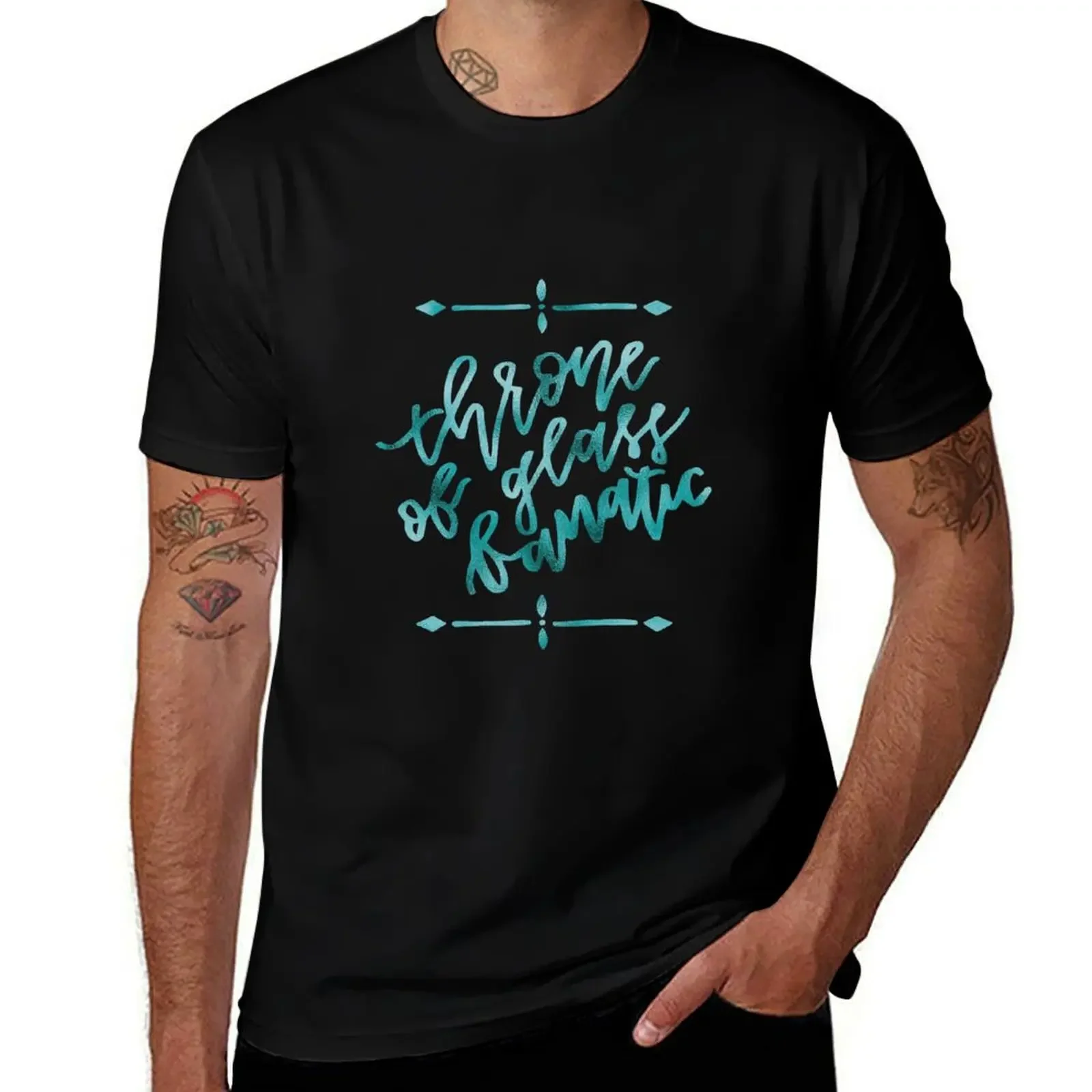 Throne of Glass Fanatic - cyan foil T-Shirt vintage summer tops mens t shirts pack