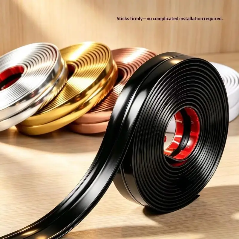 Self Adhesive Glossy Metal Edge Trim Strip Strong Back Glue for Wardrobe Shoe Cabinet Edge Protection Decor