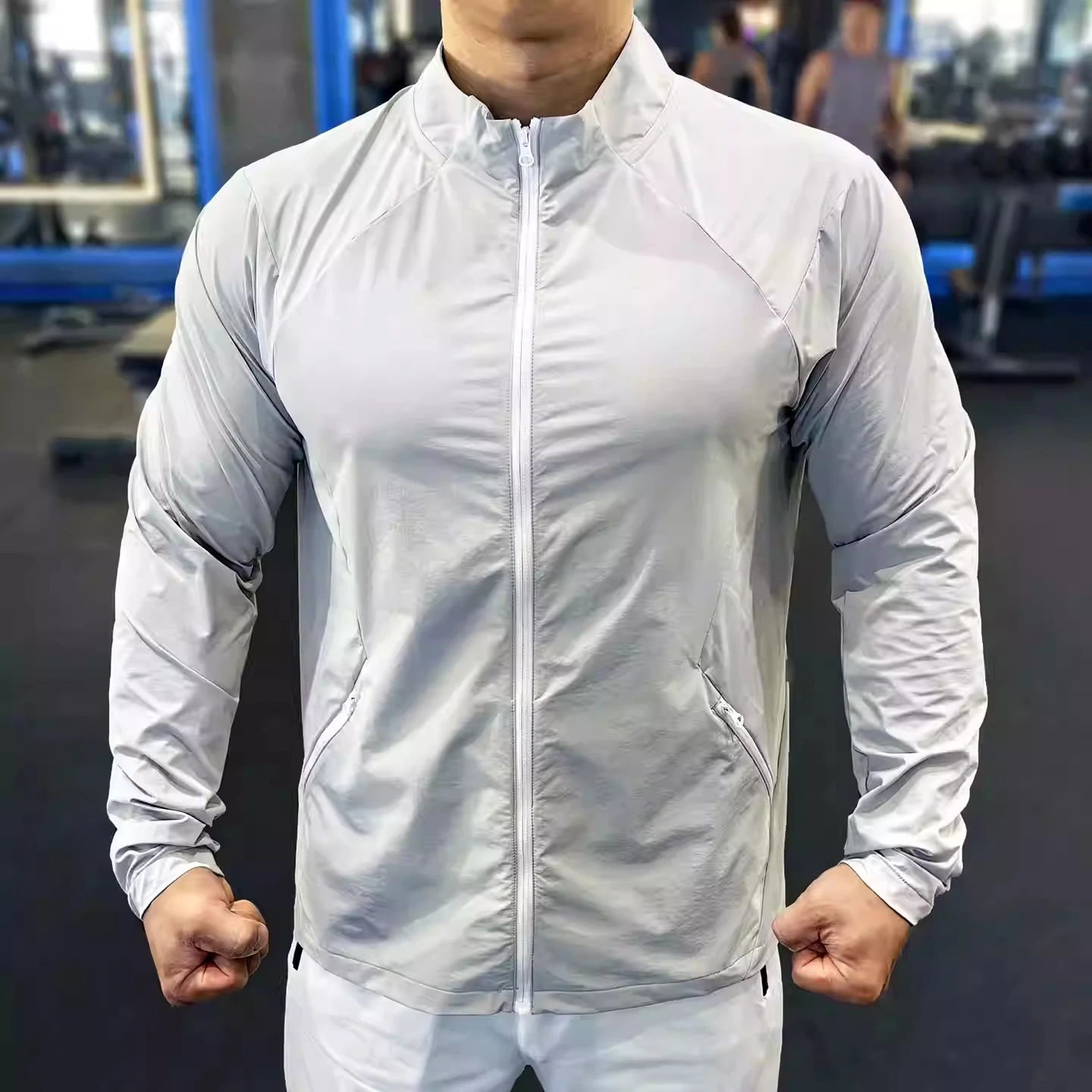 

Autumn thin Breathable Men running Jackets elastic Waterproof fitness Gym Outdoor Training Sports quick-dry Coats Windbreaker