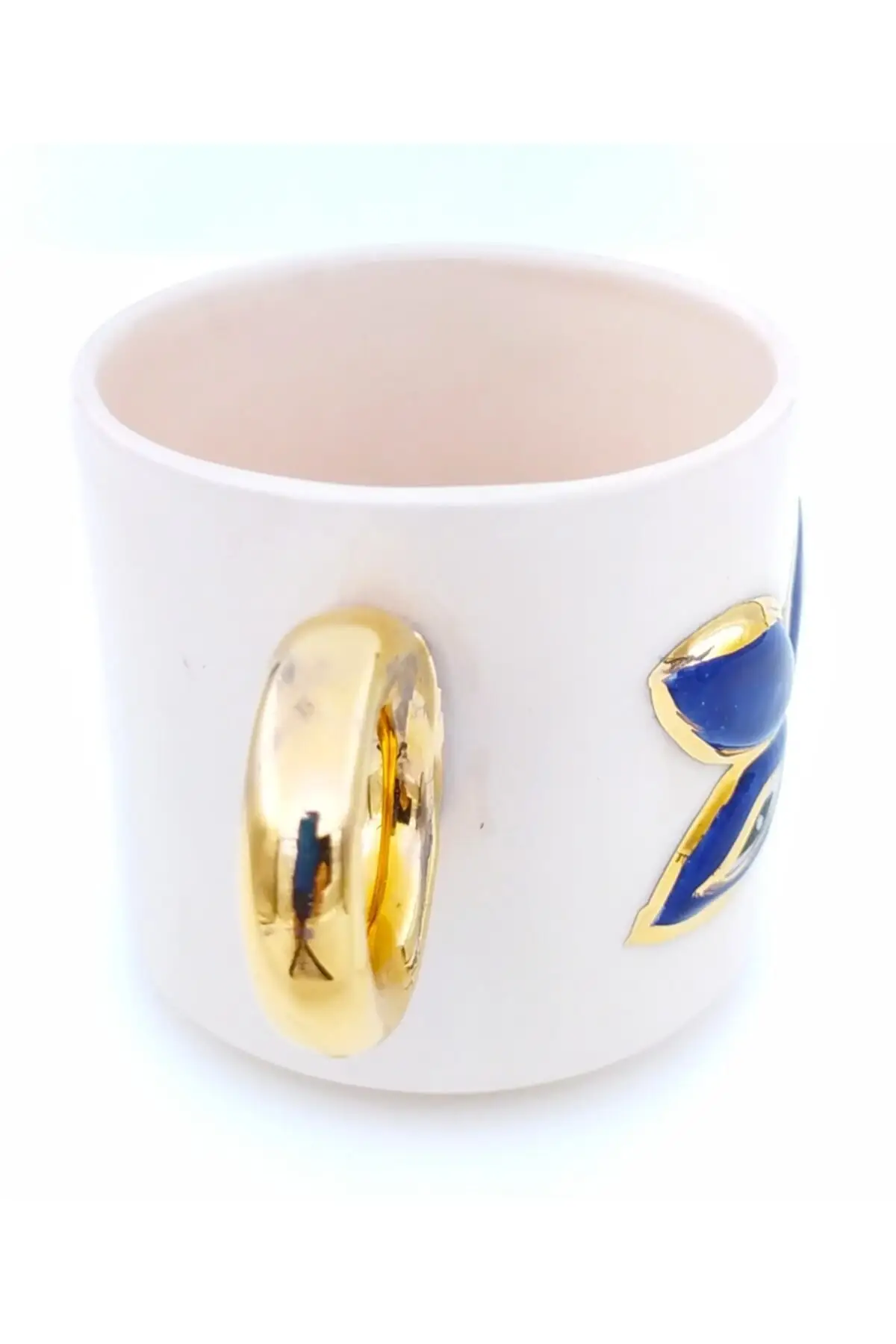 DOLBOVI 24 sterling gold embroidered, fish evil eye figure, 100 handmade, double turkish coffee cup cup