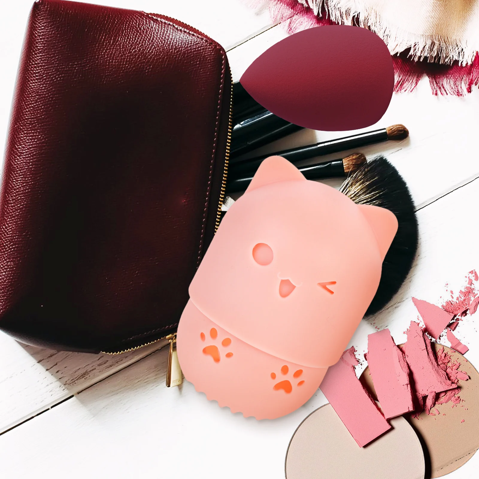 

2pcs Makeup Sponge Holder Silicone Protective Cover Dustproof Beauty Sponge Box Storage Case for Travel Family