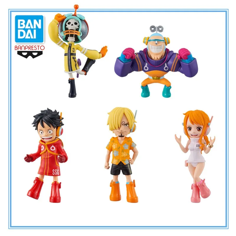 Original Banpresto WCF One Piece World Collectable Figure Egghead Vol.1 Luffy Sanji Nami Brook Franky Anime Model Toys 7Cm