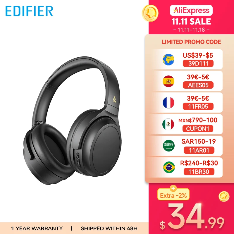 Edifier WH700NB Active Noise Cancelling Wireless Headphones Bluetooth 5.3 Multipoint Connection Foldable Earphones 68H Playback