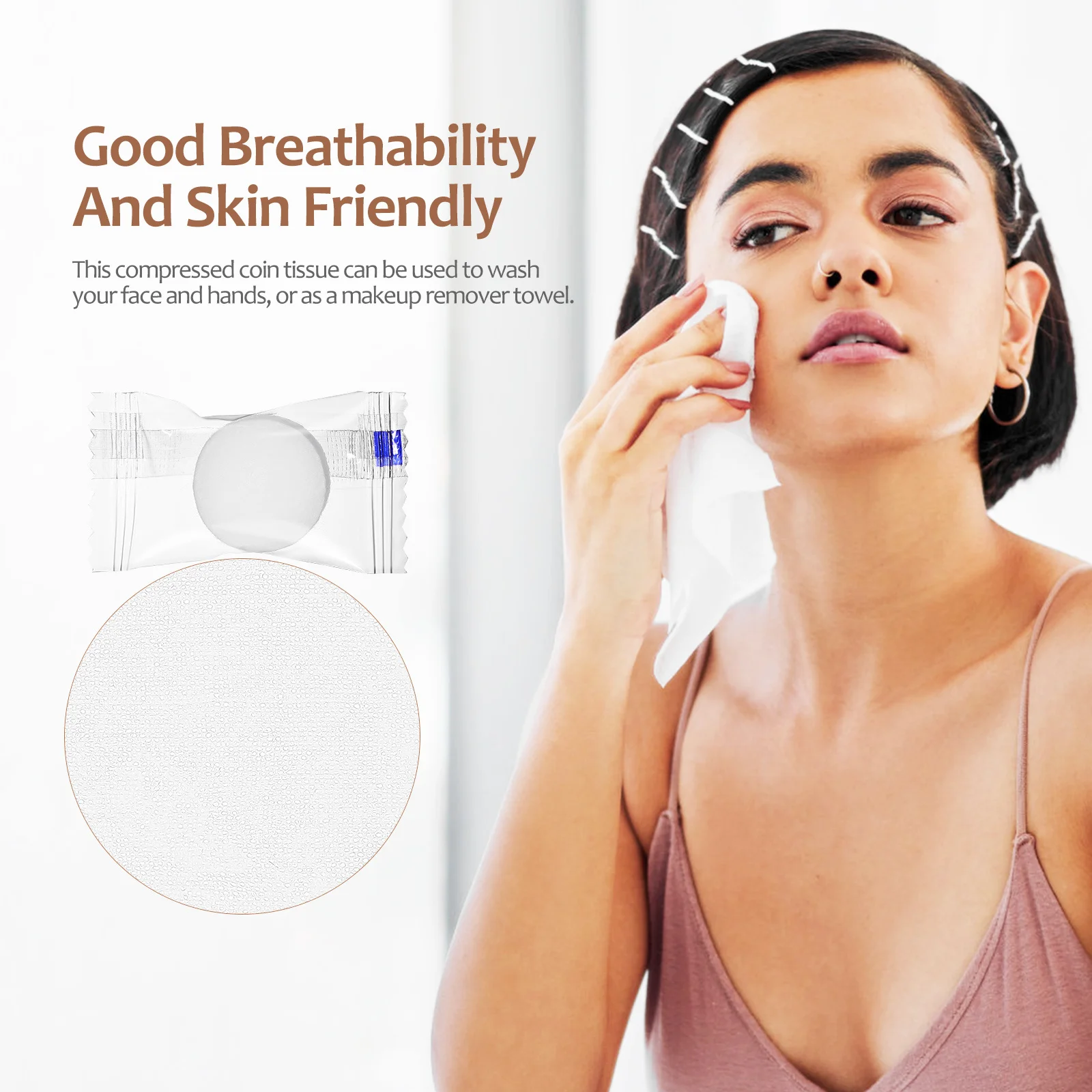 

100Pcs Compressed Towel Tablets Mini Disposable Compressed Coin Tissue Portable Cotton Towels for Outdoor Travel Sports Face