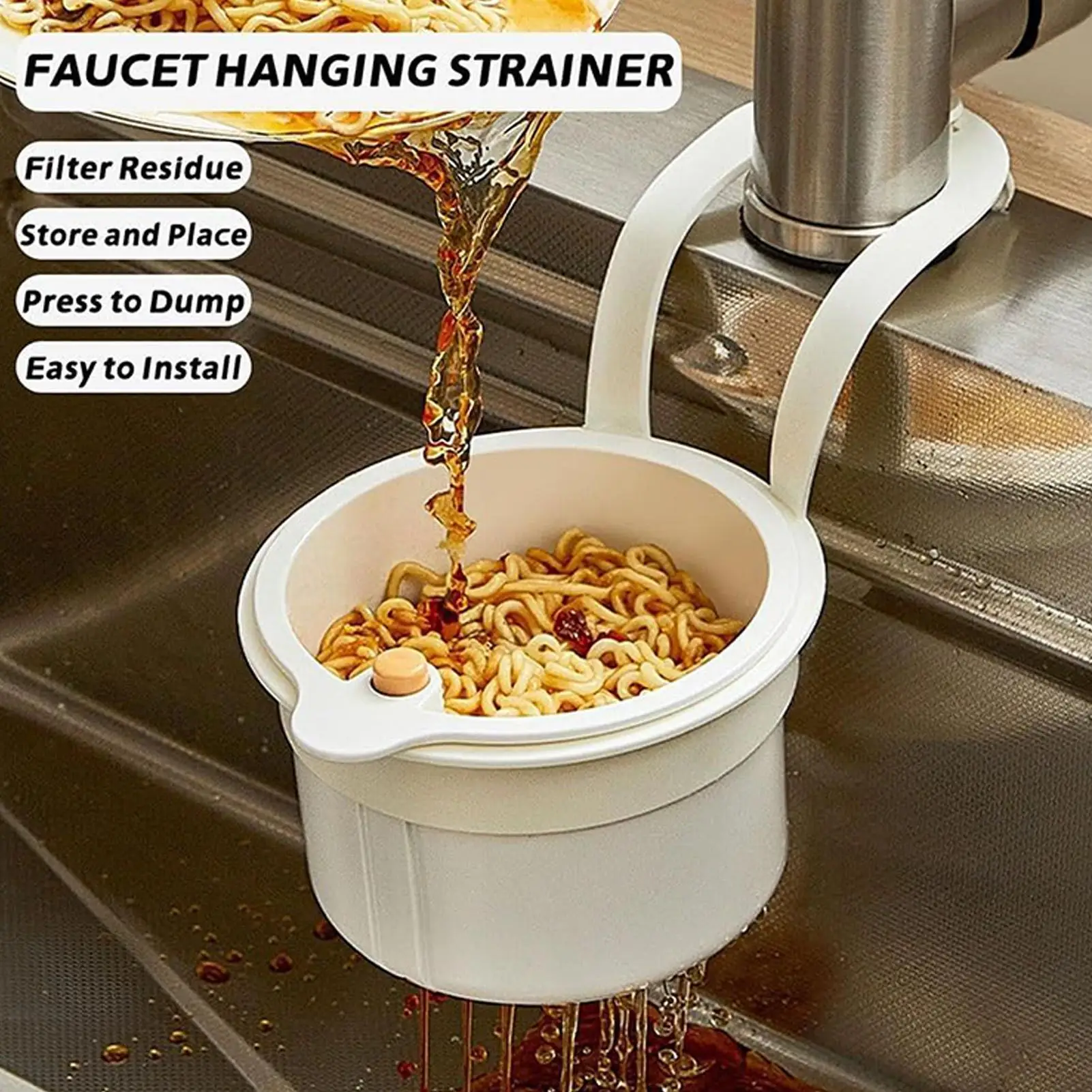 

Creative Sink Hanging Strainer Basket Detachable Openable Bottom Cover Kitchen Garbage Filter Quickly Drain Food Wash Basket