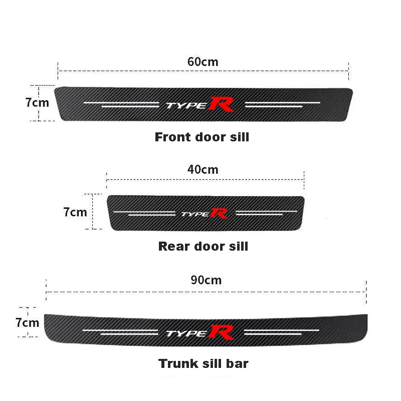 Auto-Aufkleber aus Kohlefaser, Schwellenschutz für Autotüren, Zubehör für den TYPE R – Detail 3