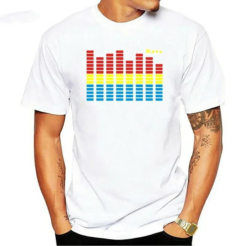 Graphic Tshirts Camisa Tops Vintage Man Music Activated Flash Light Up EL Equalizer T-shirt Bar DJ Rock Disco Fantastic Hip-hop